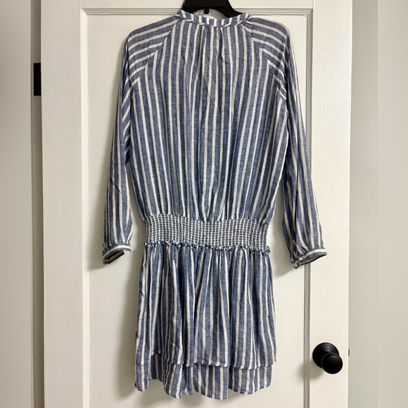 Rails Jasmin Mini Dress Parisan Blue Size Medium Long sleeve Blue white tiered - Picture 6 of 13